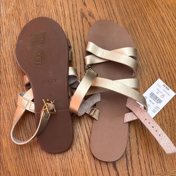Women's Gold Strappy Sandals - Picture 2 of 2